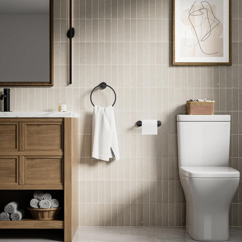 Evolvegoods circular hand towel ring adds a minimalistic luxury to any bath