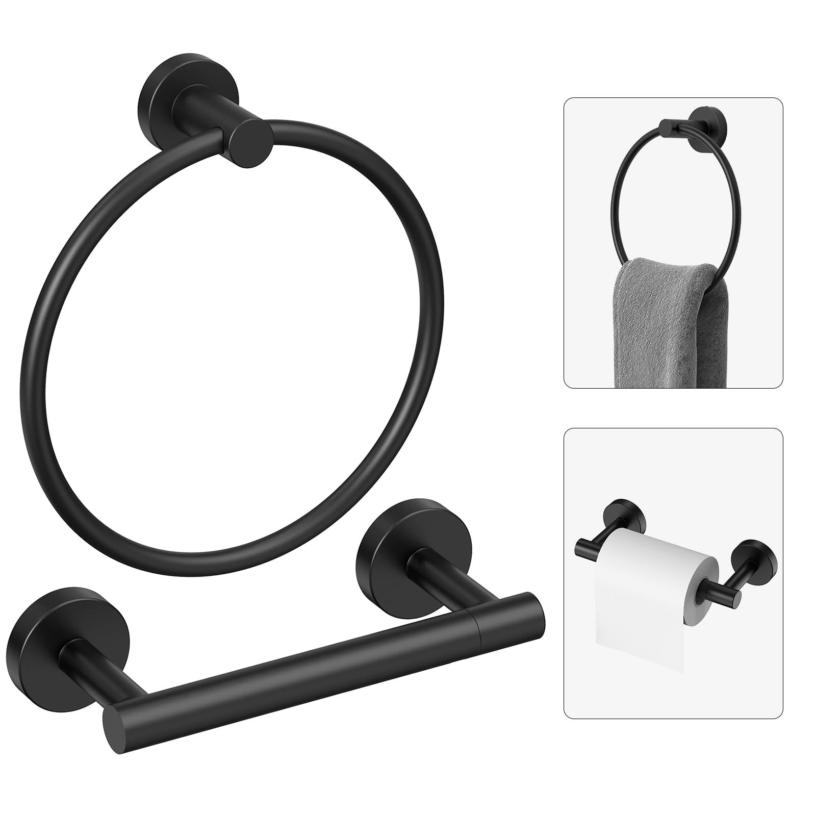 Evolvegoods matte black toilet paper holder wall mount for durable, rust-resistant bathroom style