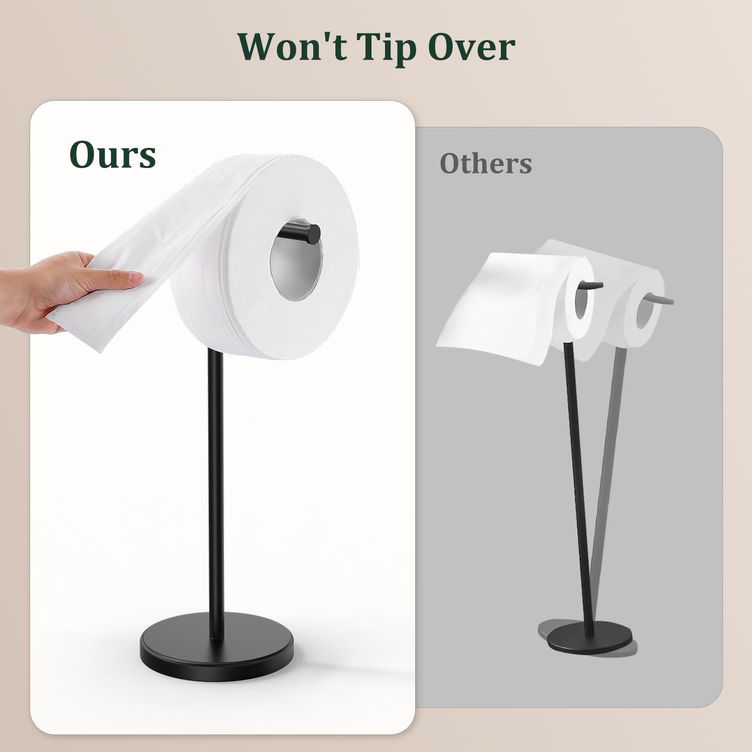 Evolvegoods stable base reduces wobble during dispensing and replacement.