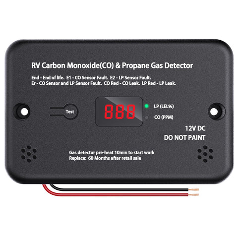 EVORONA RV carbon monoxide and propane alarm front view for clear alerts.