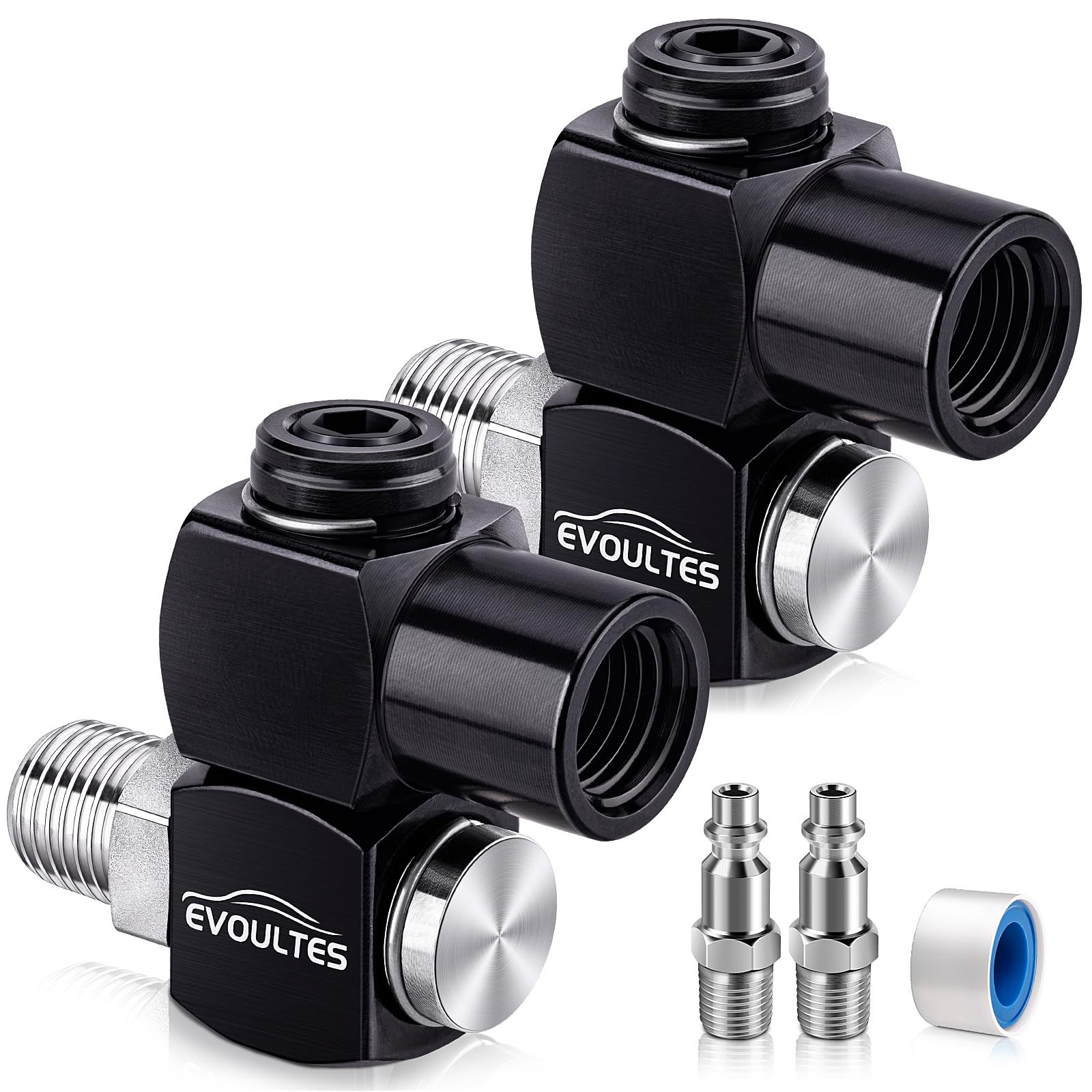 EVOULTES swivel air hose fittings with 360-degree rotation for kink-free operation