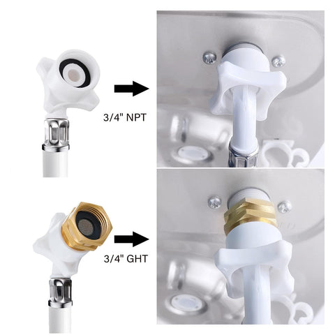 Evourpmi faucet adapter simplifies connections for portable washers.