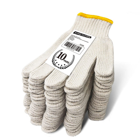 Evridwear cotton work gloves white packaging; versatile outdoor tasks.