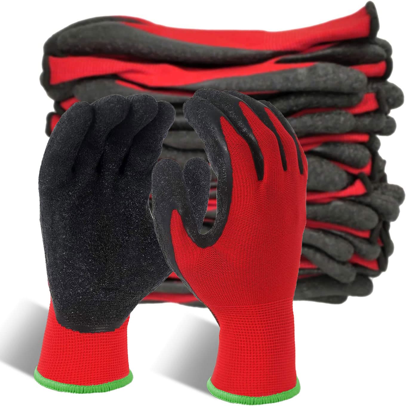 Evridwear crinkle latex-coated gloves with palm grip for anti-slip handling.