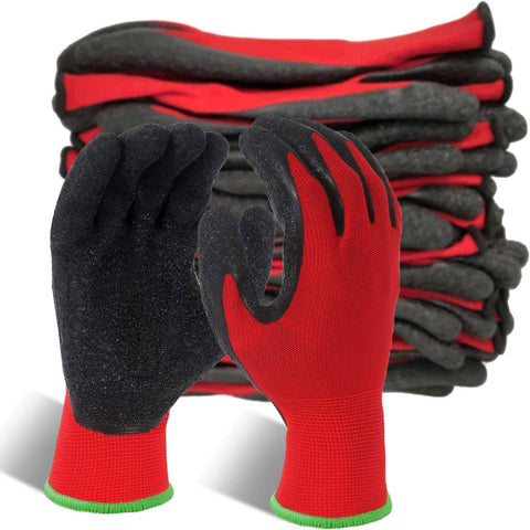 Evridwear crinkle latex-coated gloves with palm grip for anti-slip handling.