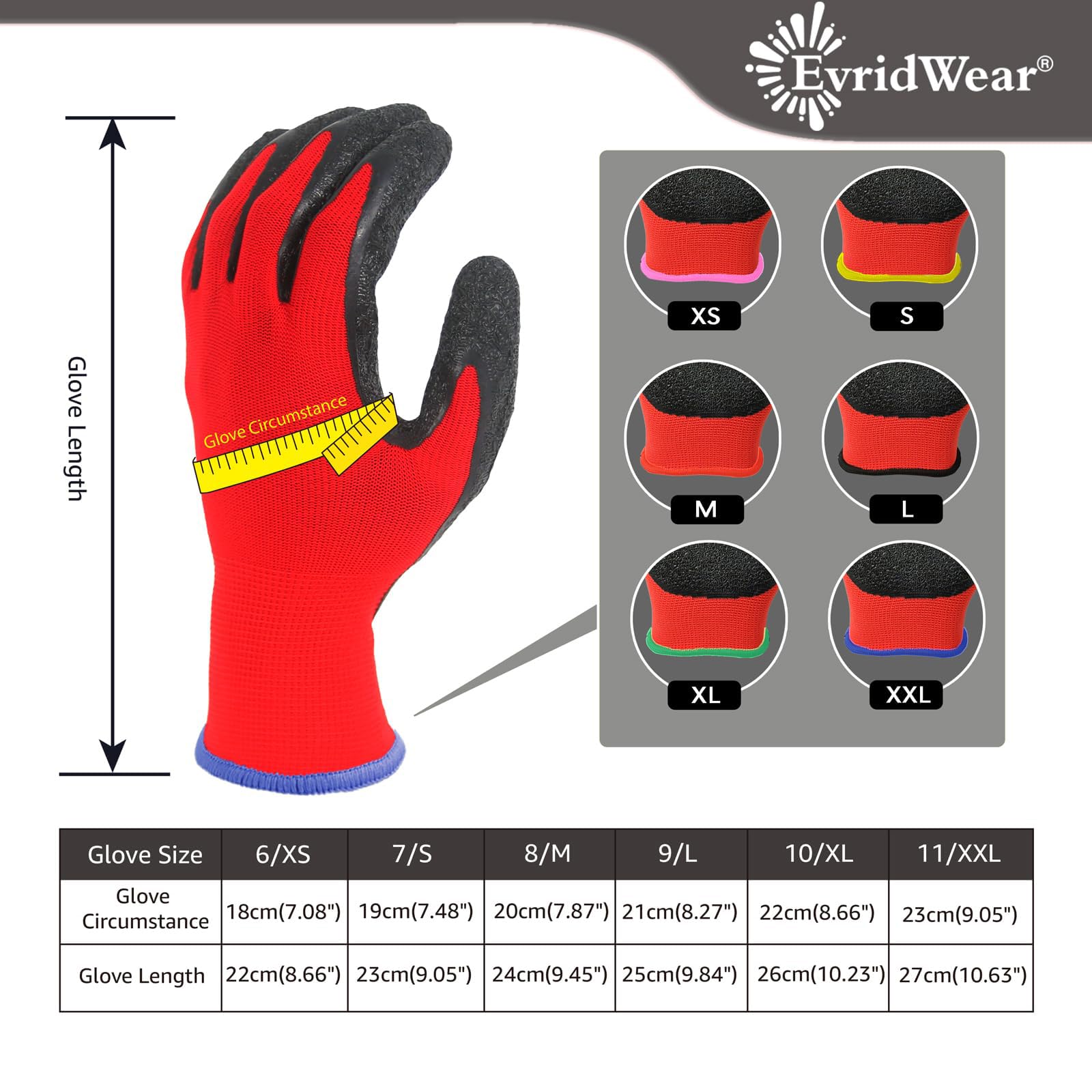 Evridwear extended-knit-cuff gloves block dirt and debris, keeping wrists clean.