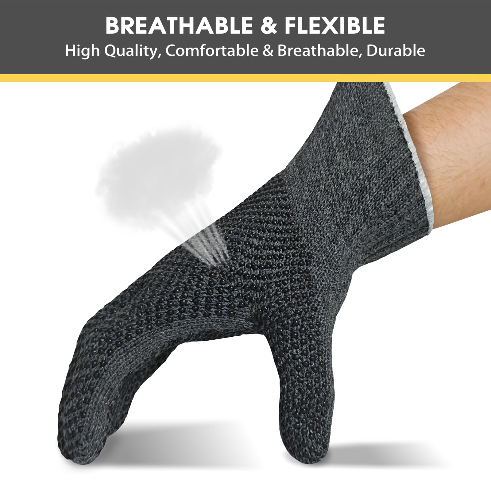Evridwear gray large gloves with PVC dots for non-slip grip