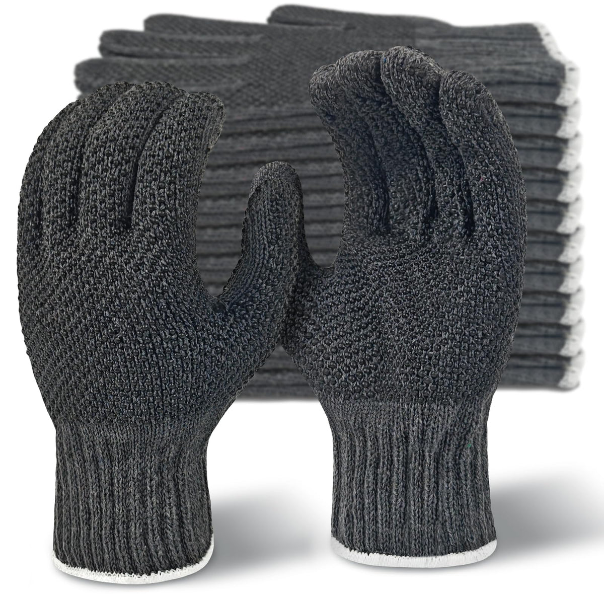 Evridwear protective gloves gray large palm-dots for secure grip