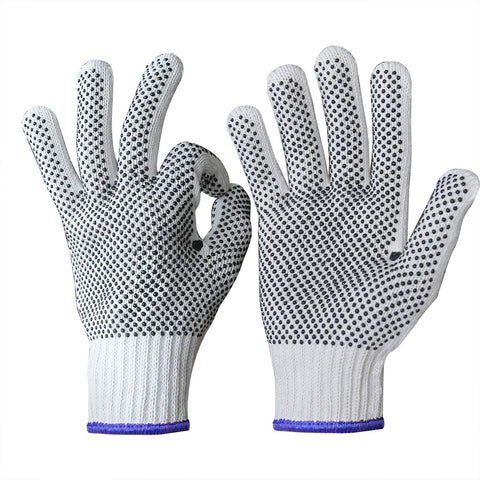 Evridwear knit-shell gloves with wrist dots improve grip when handling tools.