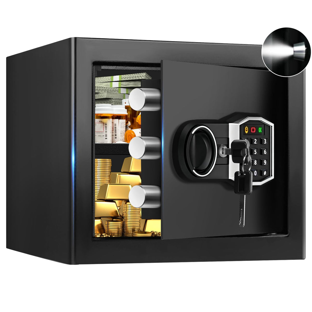 EVSUVSRT 1.3 Cub small fireproof safe front view secures valuables