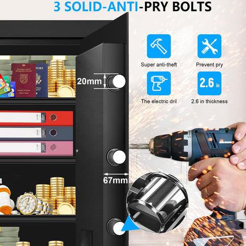 EVSUVSRT anti-theft alarm feature highlighted on the reinforced door.