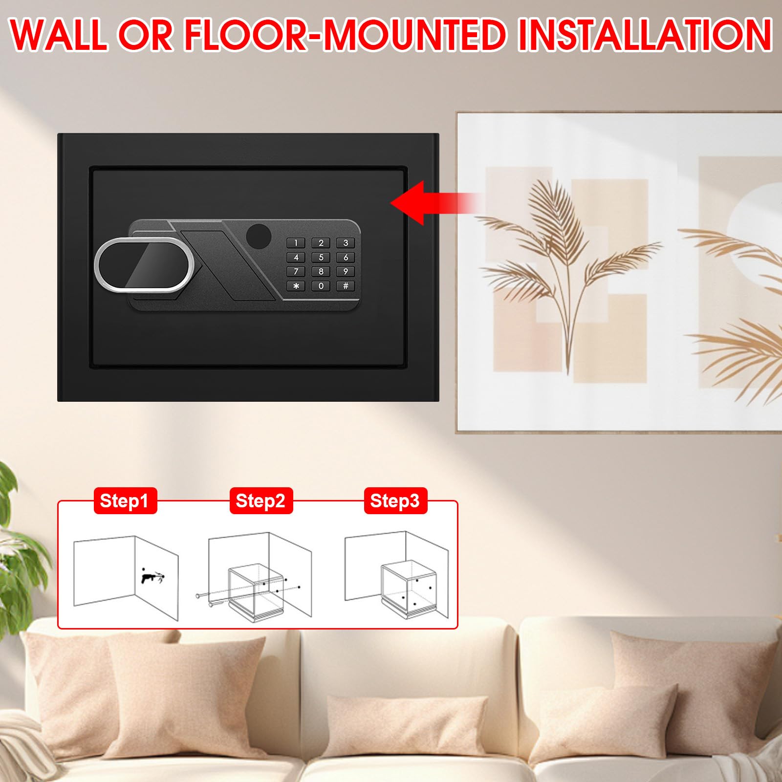 EVSUVSRT led-light inside the safe improves visibility in dim spaces