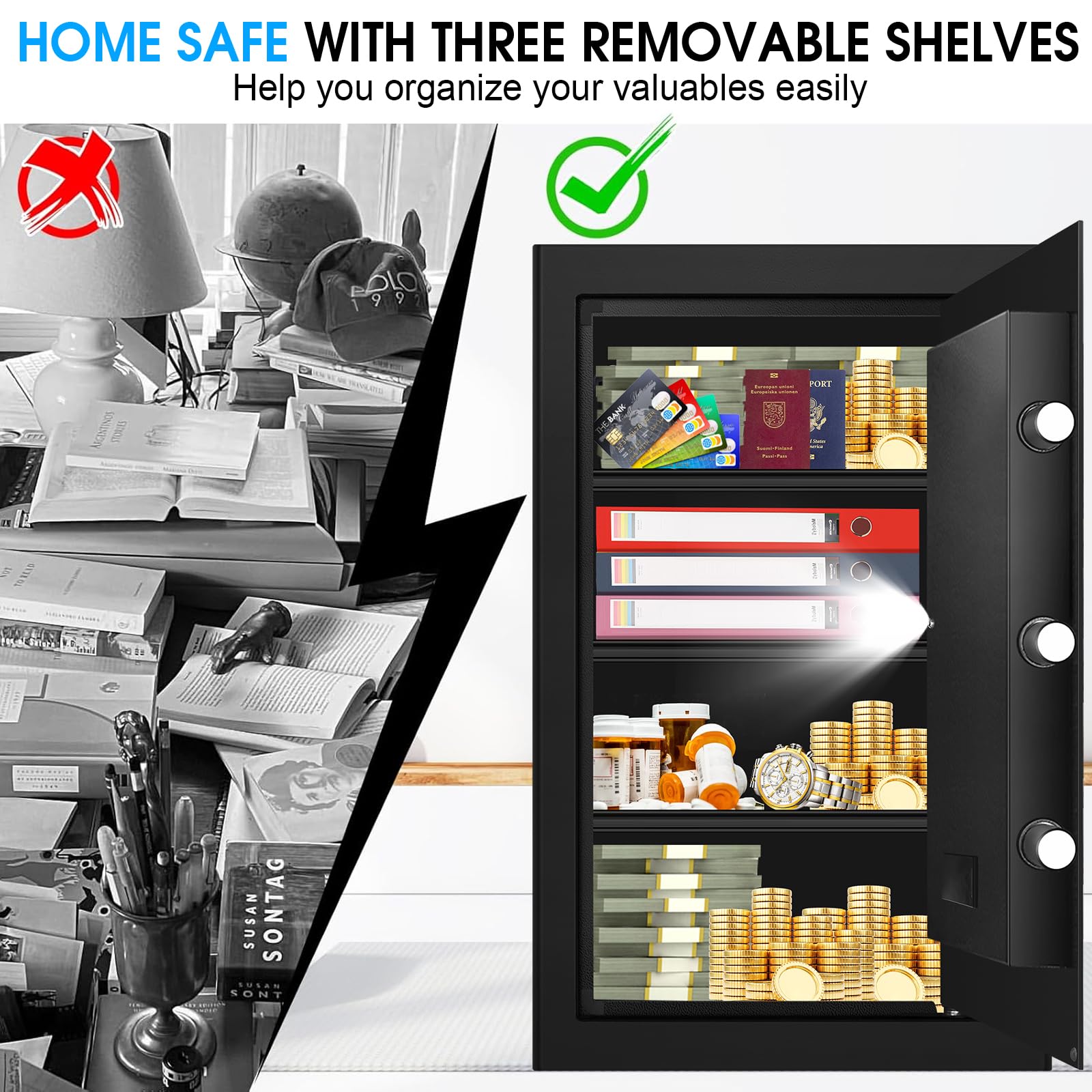 EVSUVSRT spacious interior designed for documents, drives, and valuables.