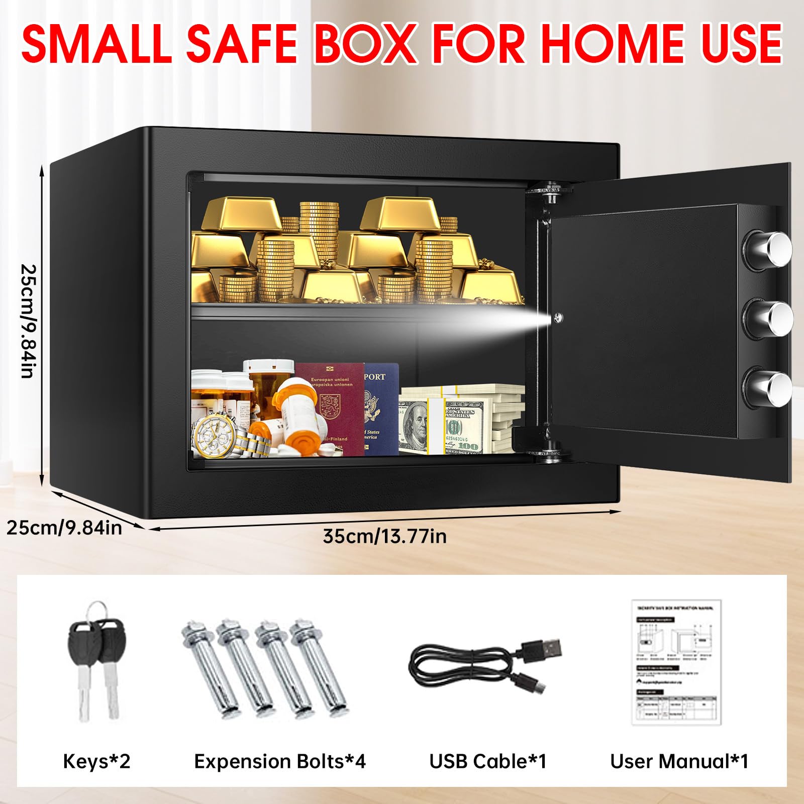 EVSUVSRT steel-construction safe with sturdy lock bolts for security