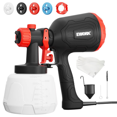 EWORK Paint Sprayer with 4 nozzles for versatile coatings and smooth finishes.