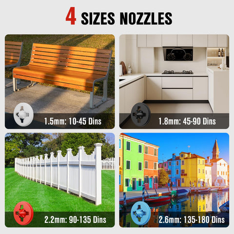 EWORK adjustable flow controls minimize overspray and save paint.