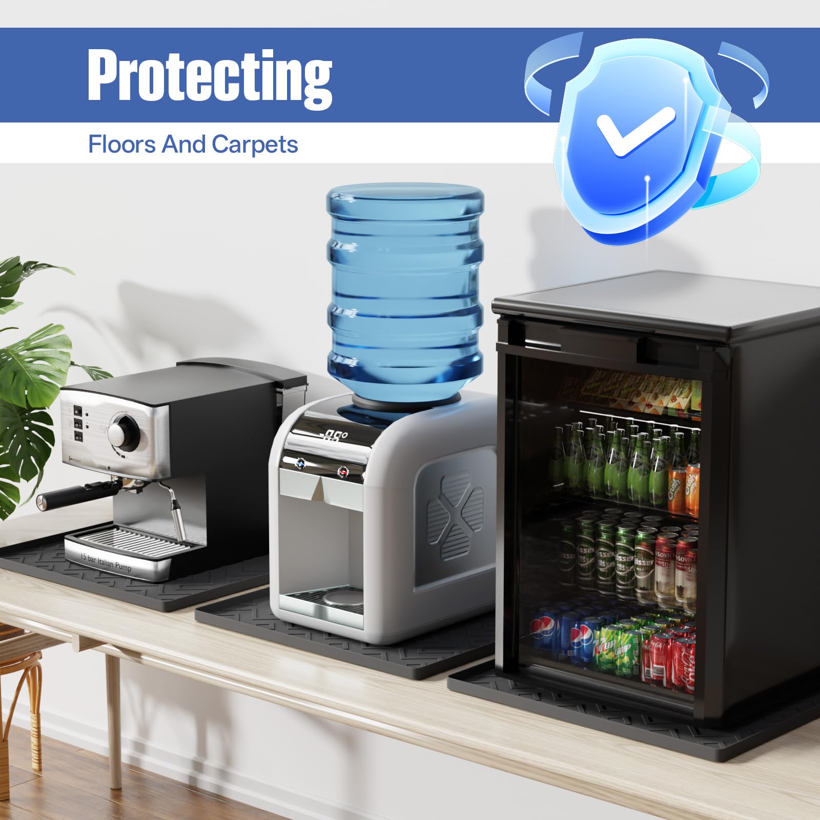 EWX Water Cooler Mat cleans easily with a quick rinse for hygienic surfaces.