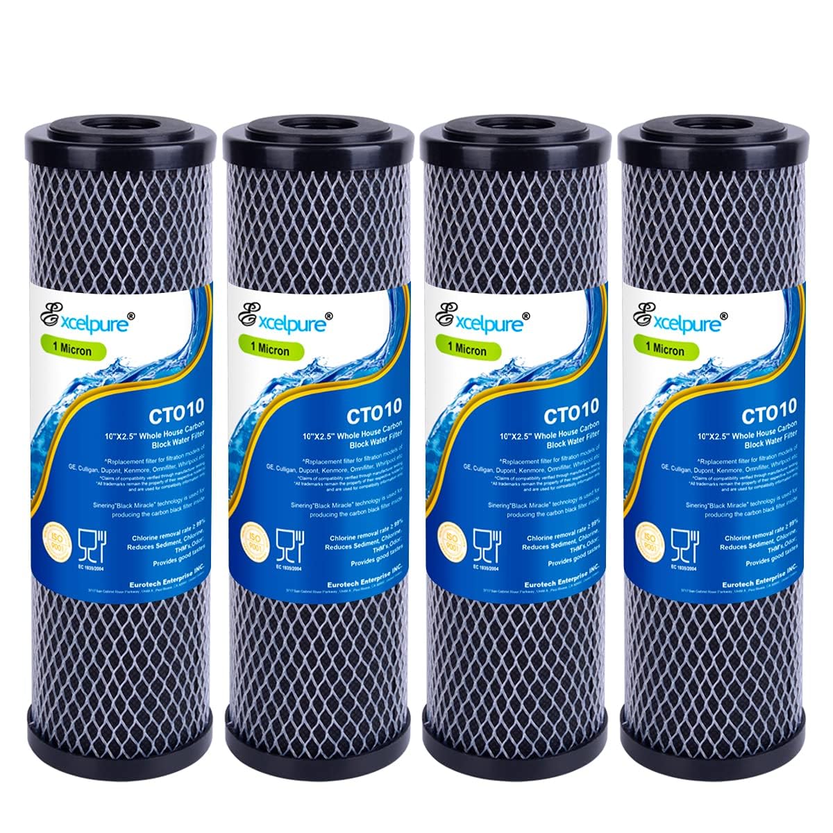EXCELPURE packaging closeup shows BPA-free materials for safe filtration.