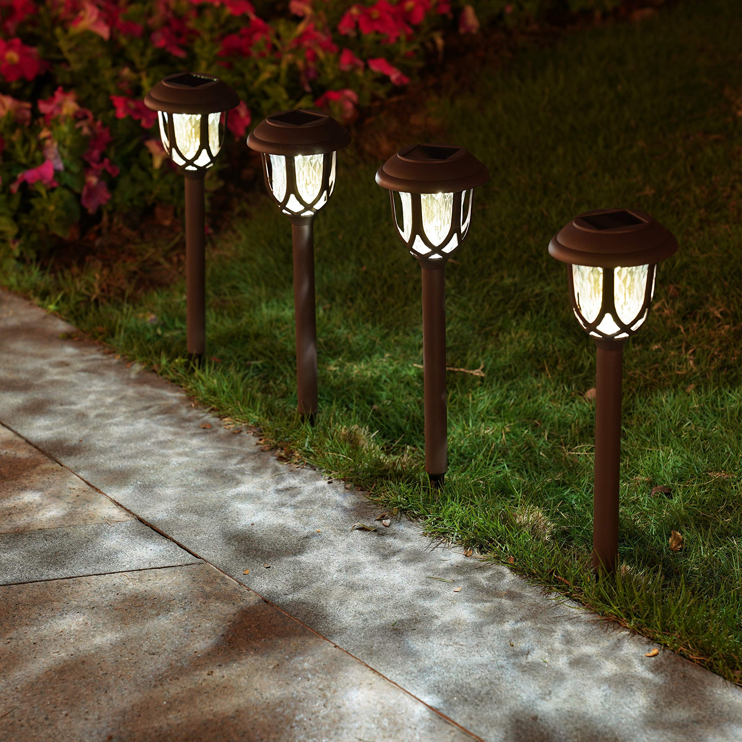 EXCMARK yard border lights highlighting garden edges with welcoming glow