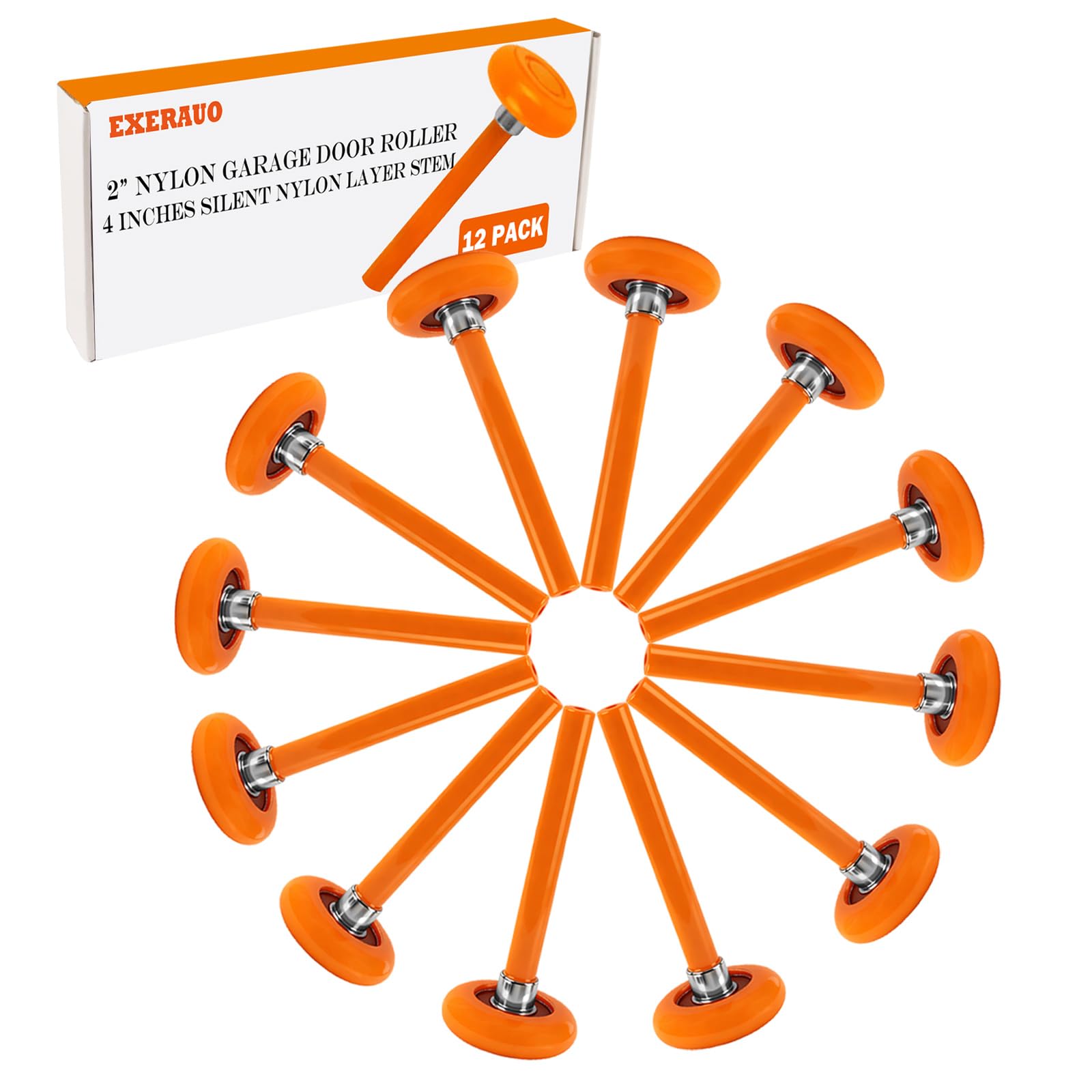 EXERAUO nylon roller with 2 in diameter for smoother, quieter garage doors
