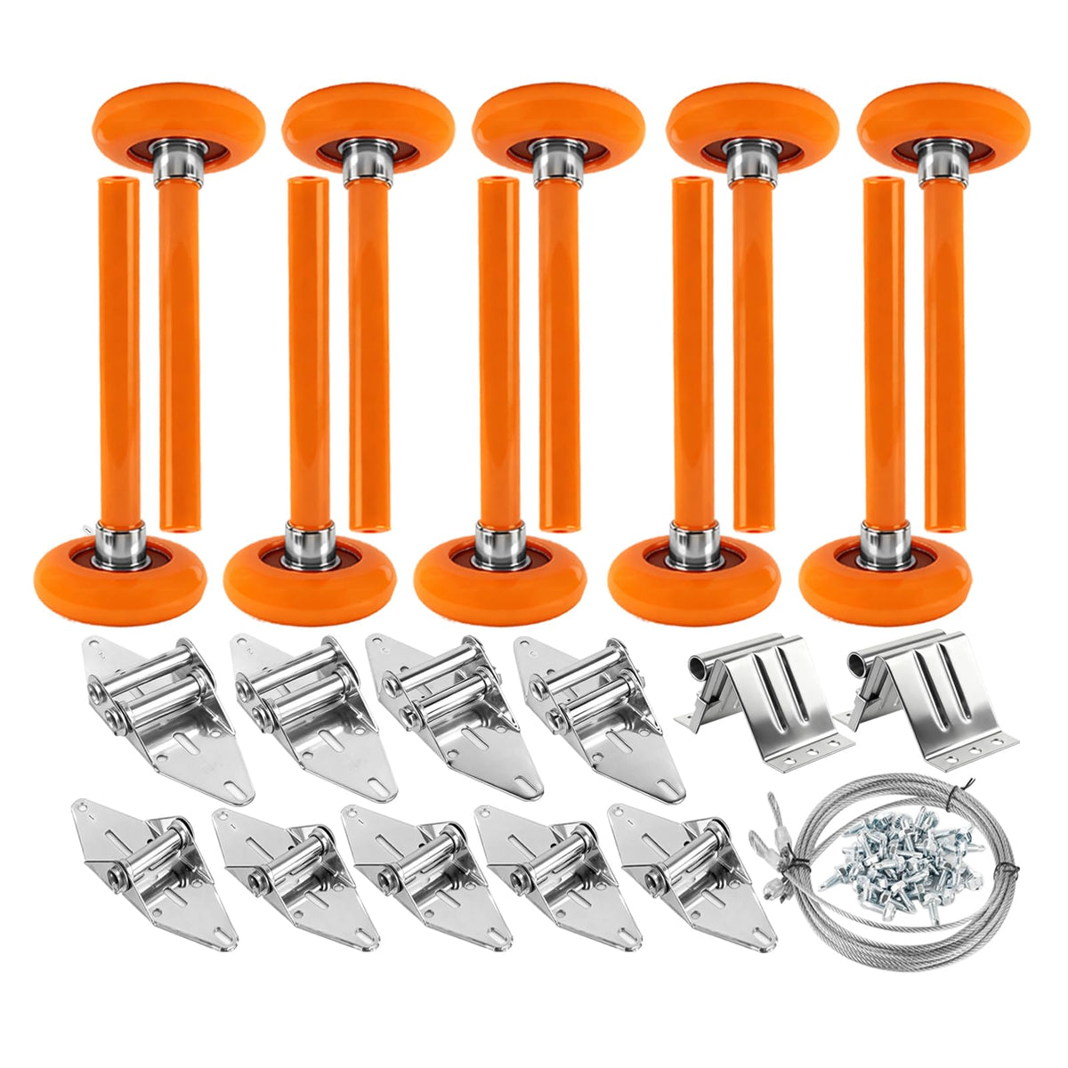 EXERAUO garage door hardware kit packaging highlights durable components.