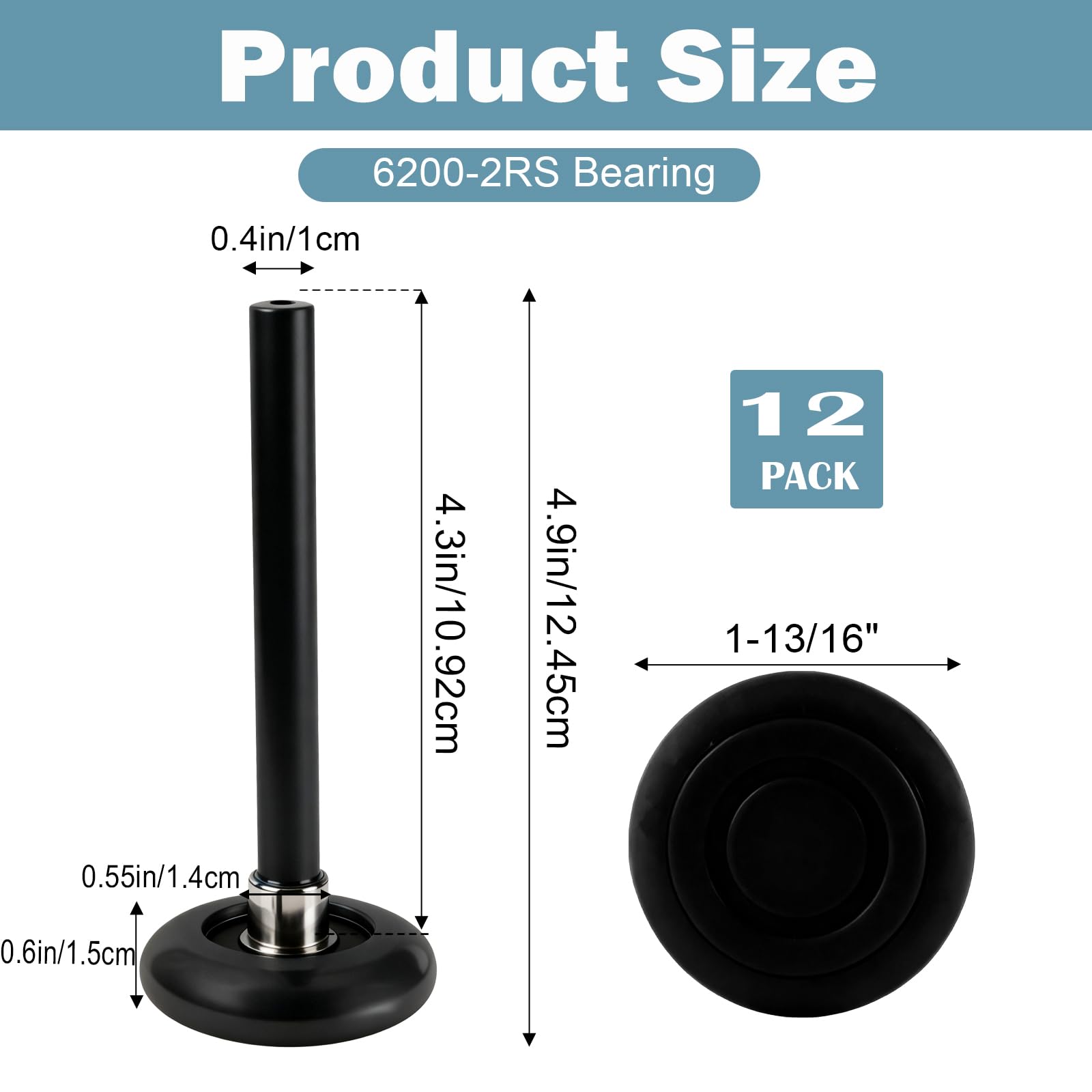 EXERAUO nylon roller with a 4-inch stem ready for installation.