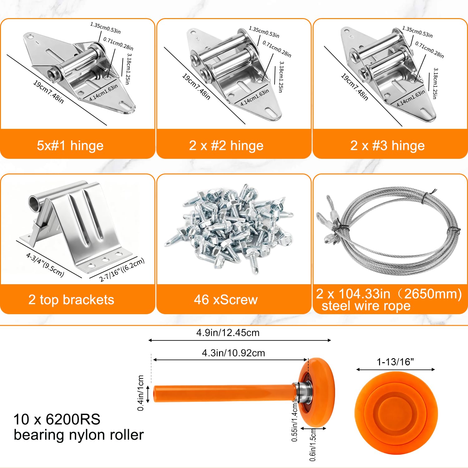 EXERAUO nylon stem 4-inch roller ready for standard 7-foot doors.