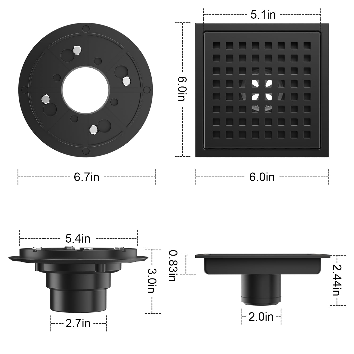 EXF ABS flange and rubber gasket ensure a leak-proof shower base