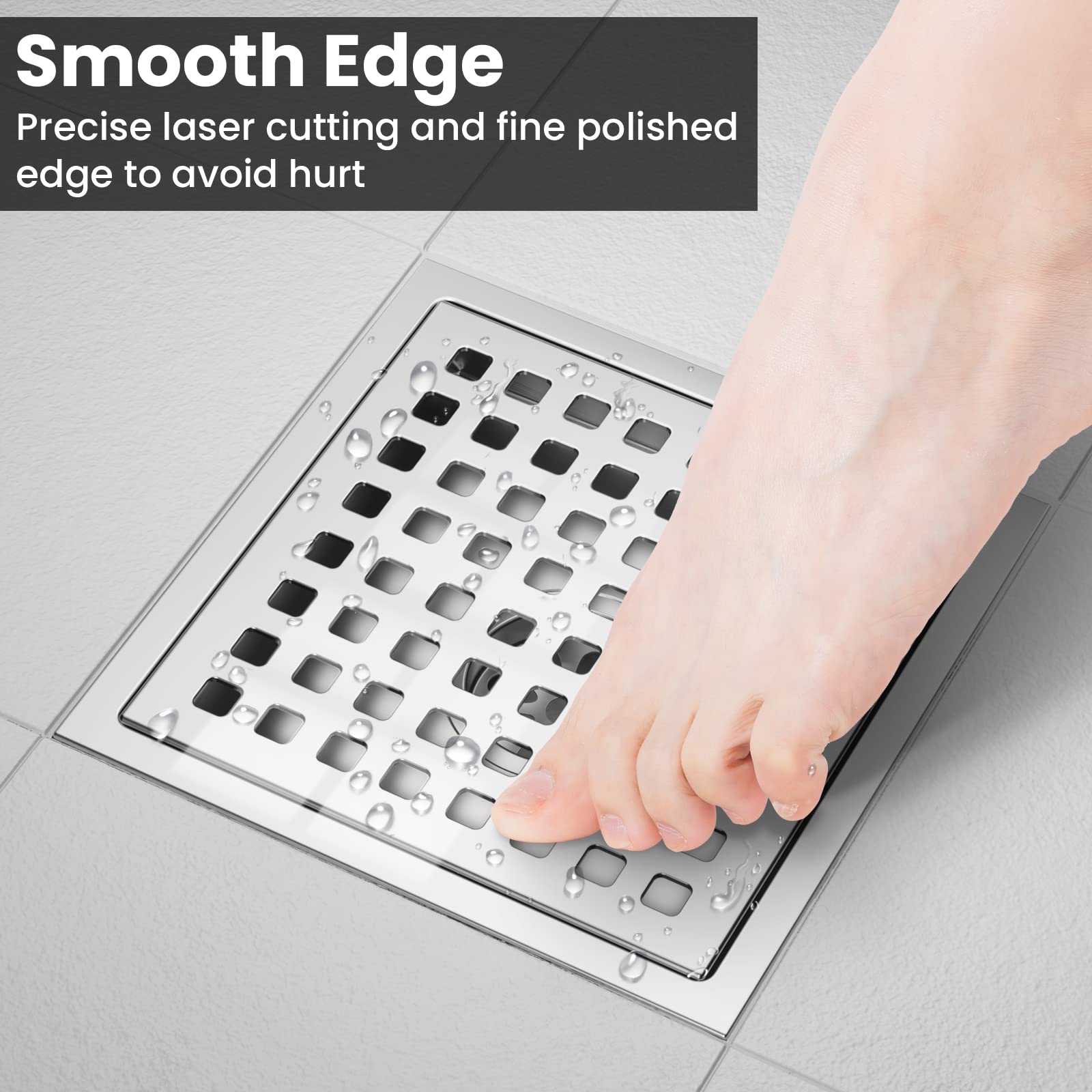 EXF debris-strainer for shower drain traps hair and debris efficiently.