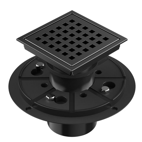 EXF square shower drain matte black with durable stainless steel body for long-lasting performance.