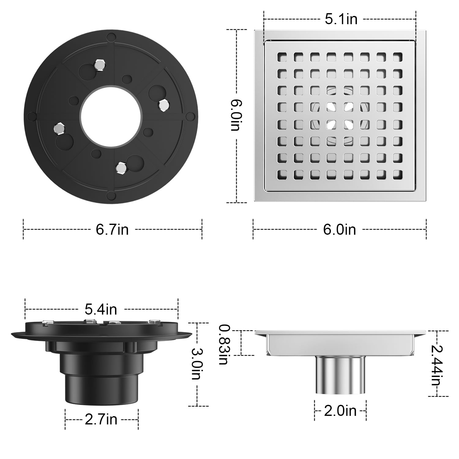 EXF stainless steel shower drain base showing durable construction.