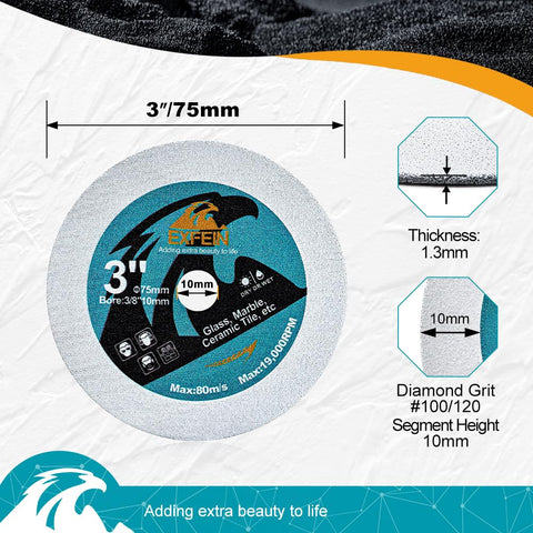 EXFEIN 3-inch glass cutting disc creates smooth glass scoring