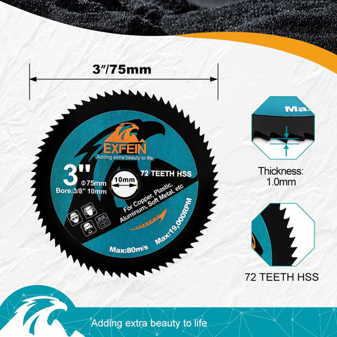 EXFEIN 3-inch HSS cutting disc delivering steady metal cuts