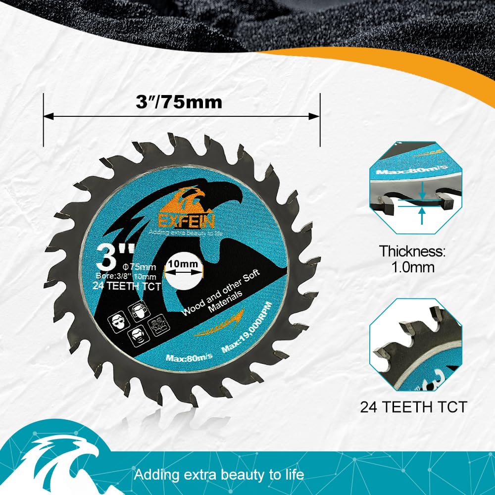 EXFEIN 3-inch TCT wood cutting disc for fast timber cuts