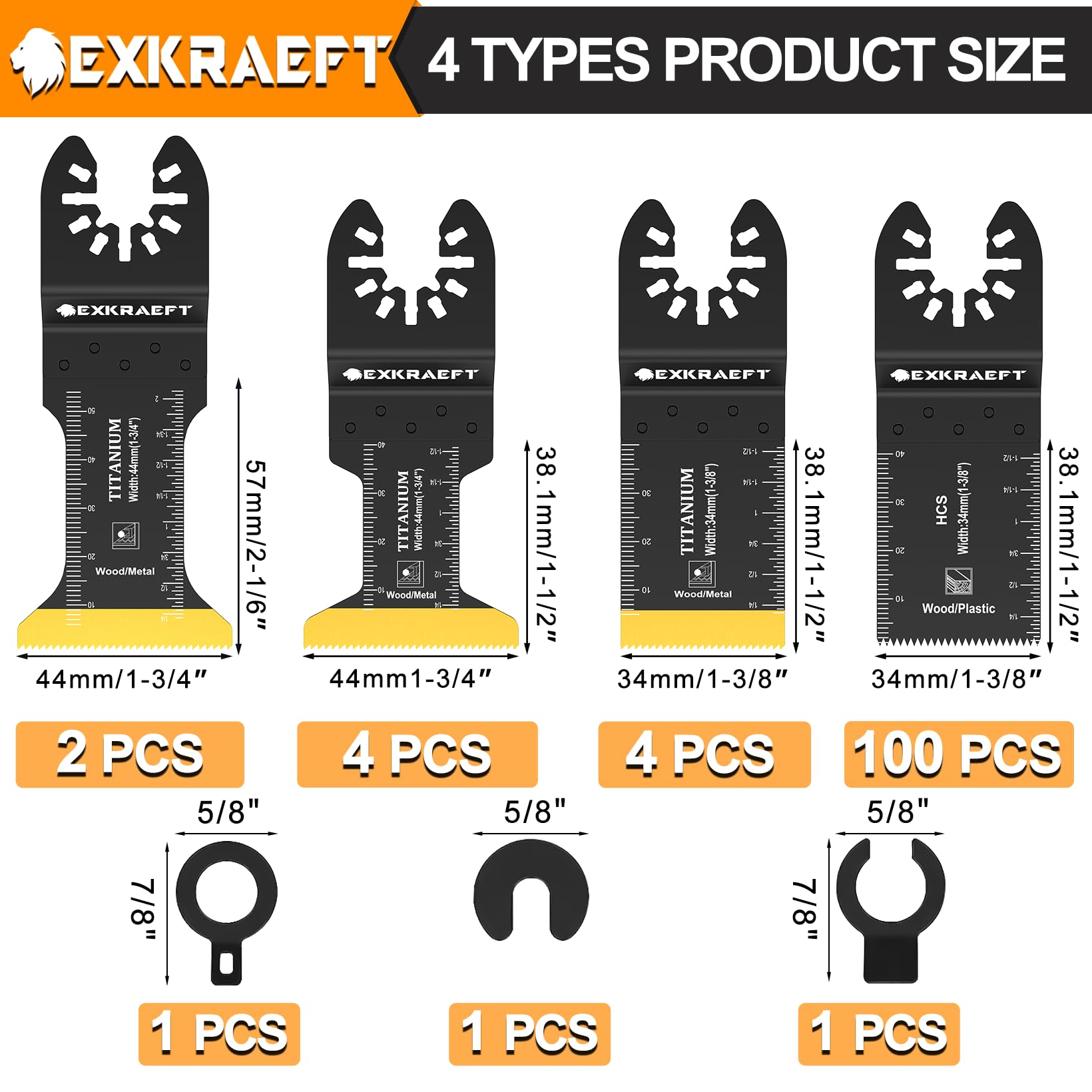 EXKRAEFT titanium-coated 1.73-inch blades for deeper cuts