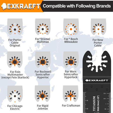 EXKRAEFT blades fit major brands like Bosch, Fein, Milwaukee, Ryobi for versatility