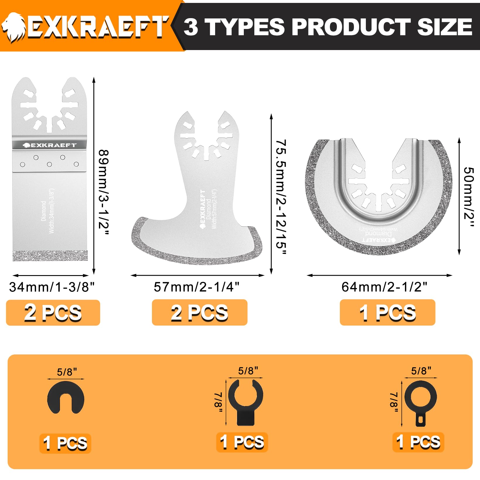 EXKRAEFT flat diamond blade for brick cutting and gaps.