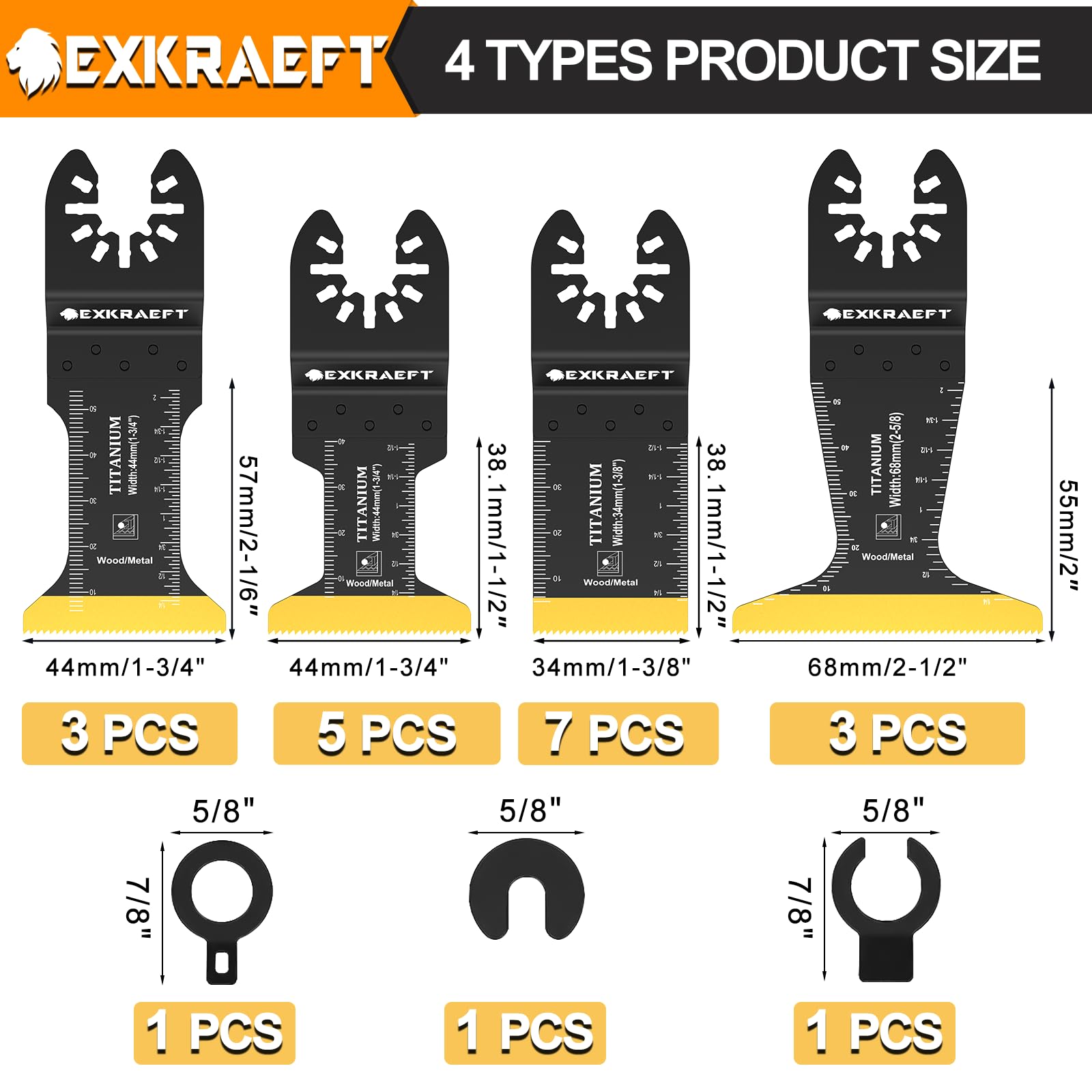 EXKRAEFT titanium oscillating blade for 1.73-inch cuts in wood and metal