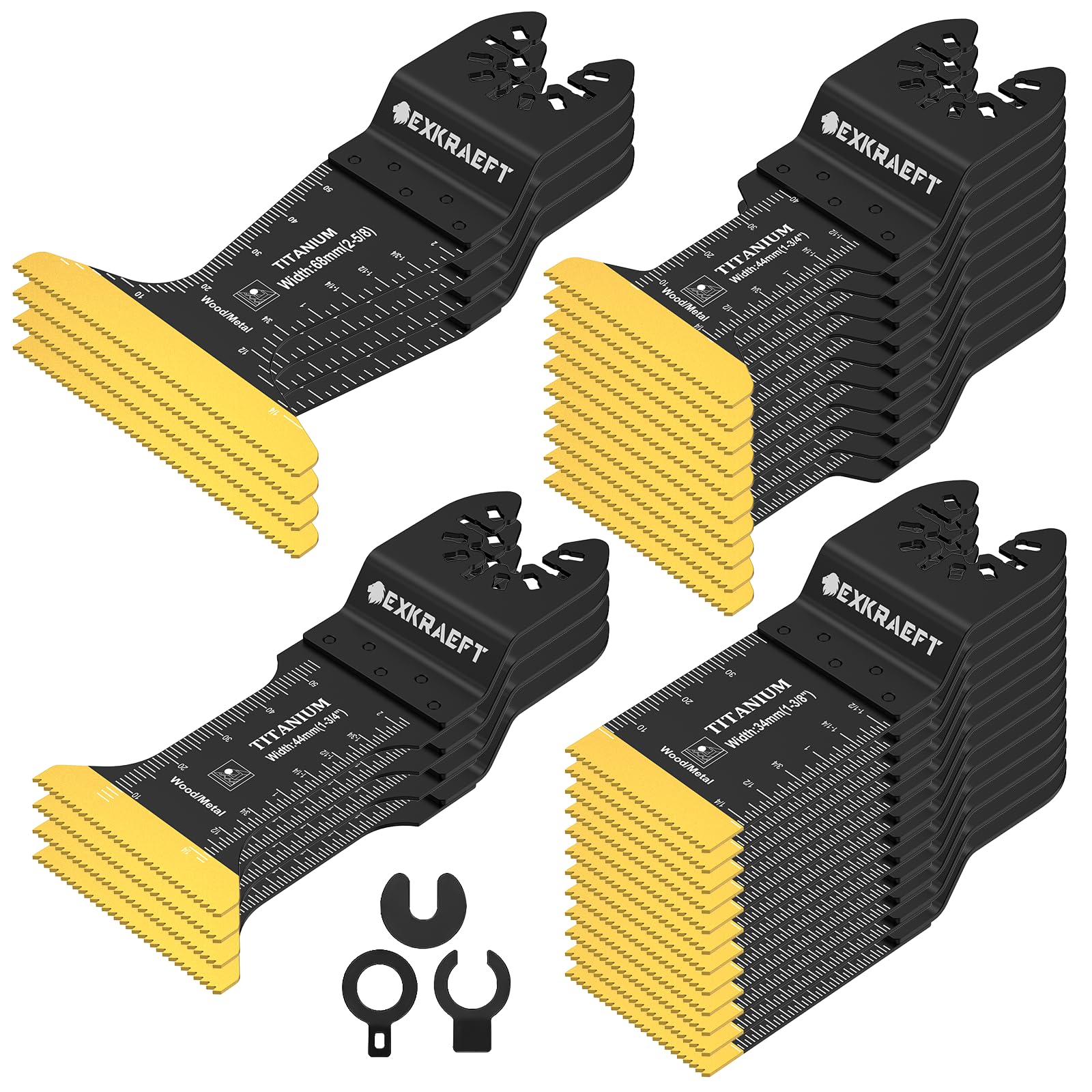 EXKRAEFT titanium oscillating blades kit for versatile metal, wood, and plastic cutting