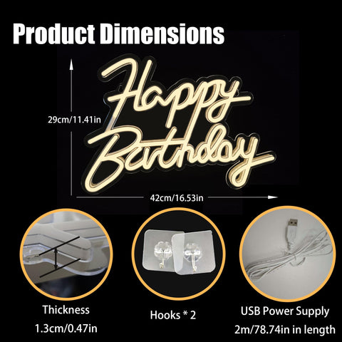 EXORUN Happy Birthday Neon Sign close-up of soft LED strip