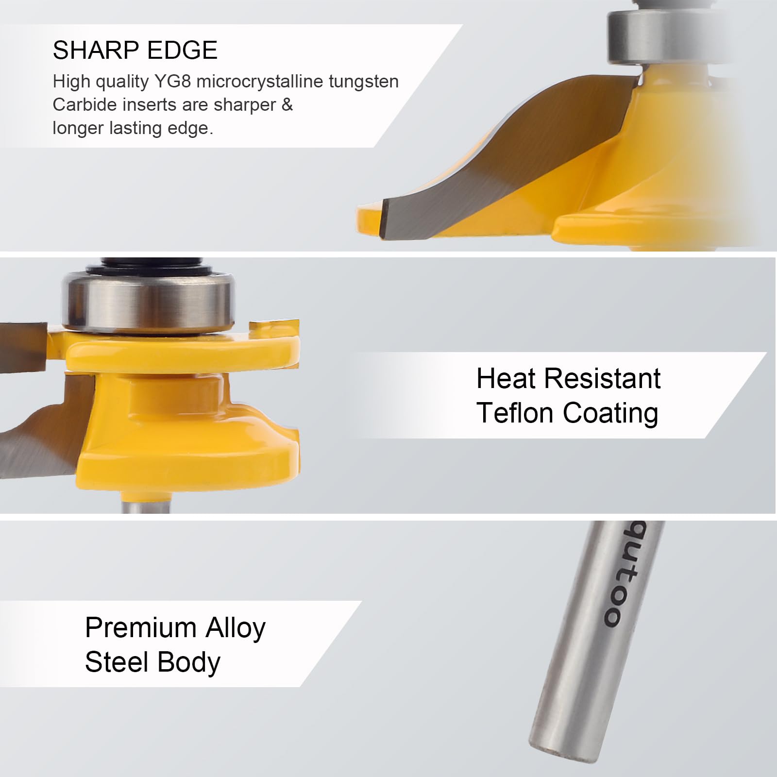 Exqutoo hardened steel body router bit for durability