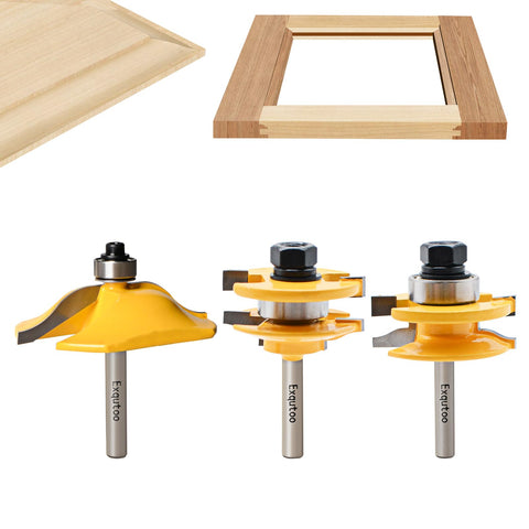 Exqutoo raised panel router bit set for cabinet doors with precise cuts