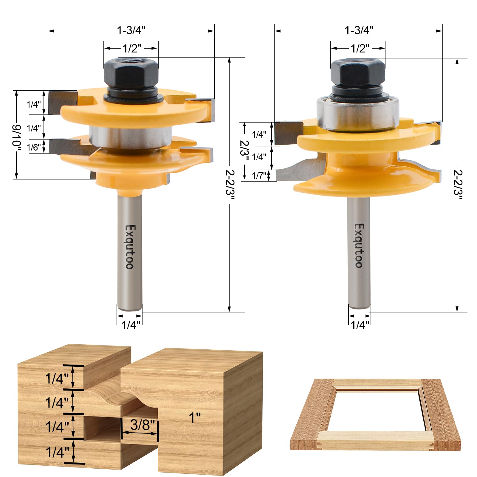 Exqutoo tenon joint cutter 1-3/4 diameter for mortises