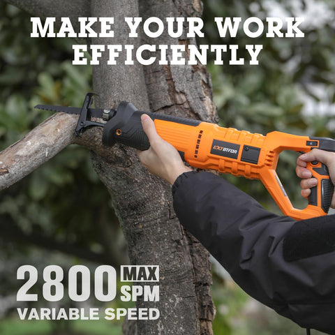 Extbtfor 7Amp reciprocating saw motor detail highlighting robust power.