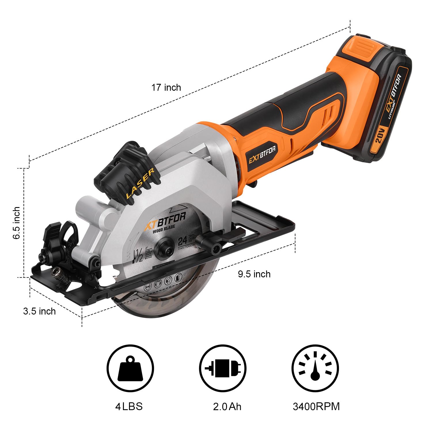 Extbtfor circular saw bevel capability at 45 degrees for bevel cuts.