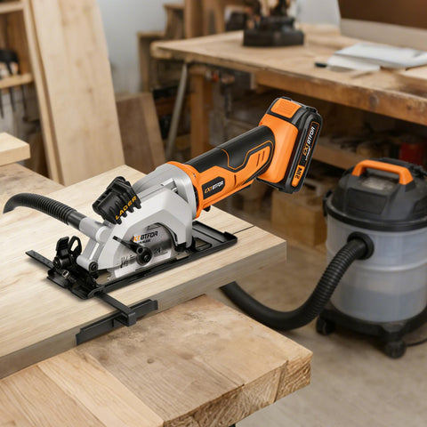 Extbtfor cordless saw package includes charger blades and accessories.
