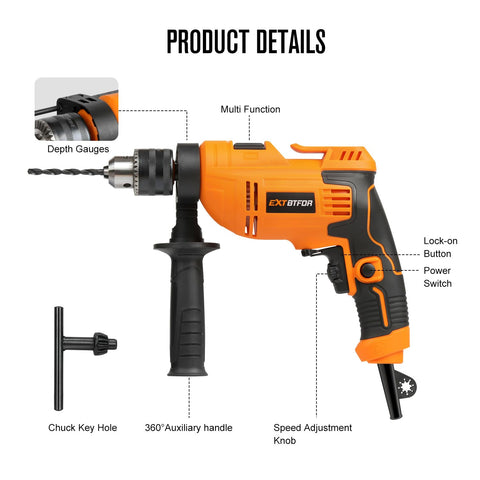 Extbtfor hammer drill with 1/2-inch chuck for versatile bits