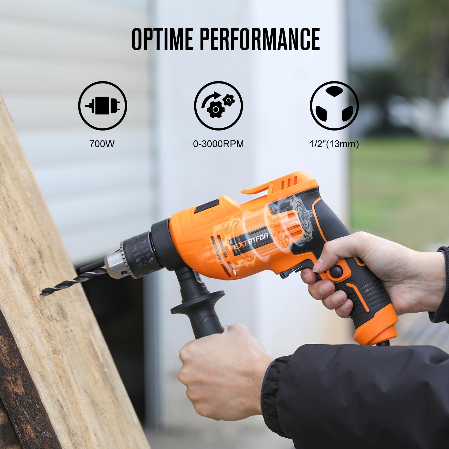 Extbtfor hammer drill with 2m cord length for easy reach
