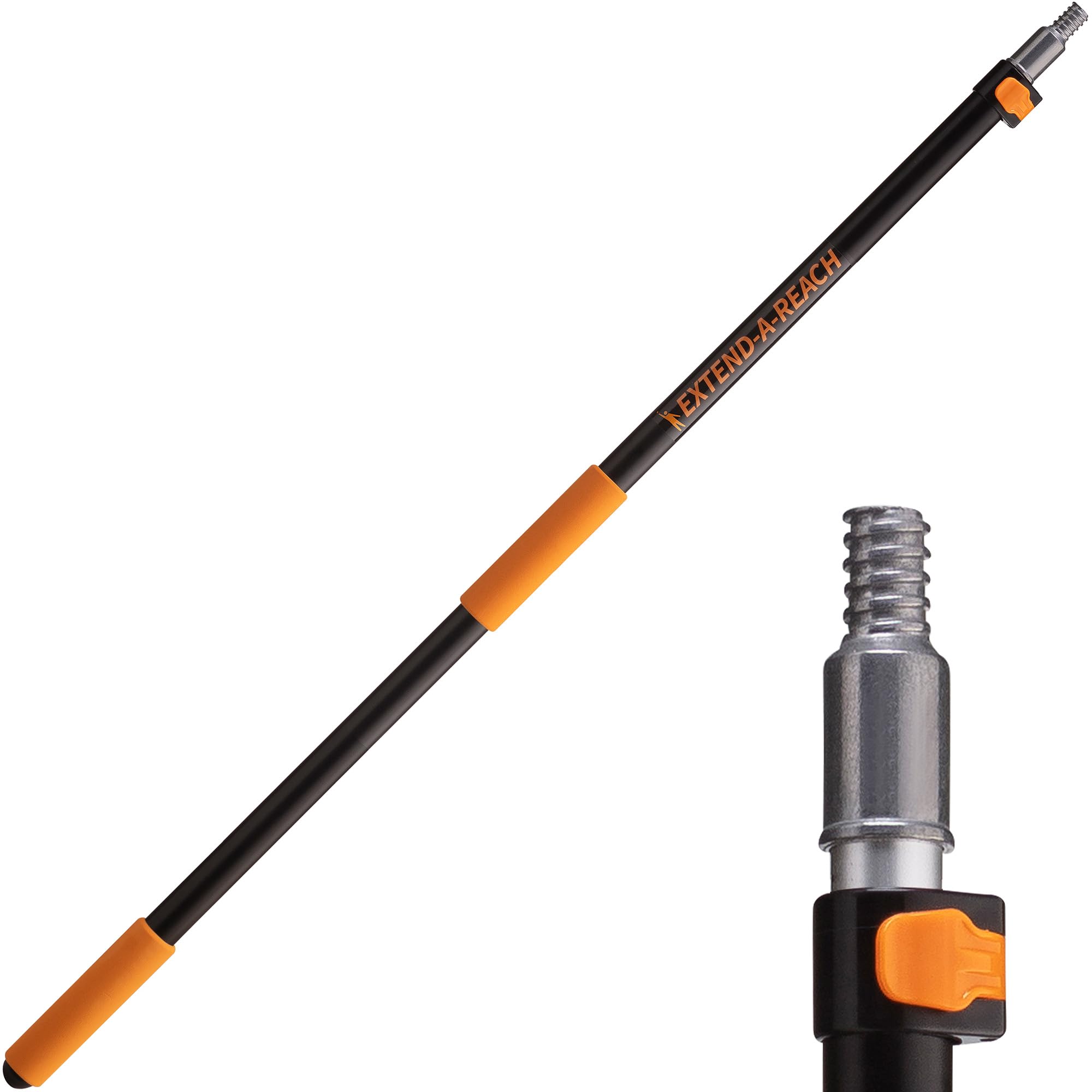 EXTEND-A-REACH pole extended to reach high ceilings with secure non-slip grip.