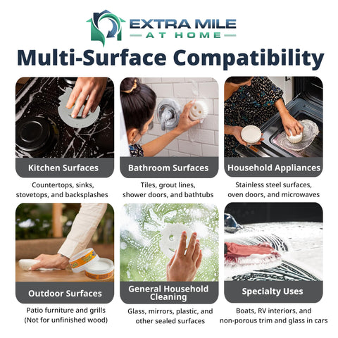 Extra Mile at Home Power Paste Bundle cleans shower grout and soap scum from tiles.